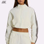 Custom Women Zip-up Crop Track Jacket Flattering Silhouette Women's Jackets-Aktik