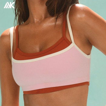 Custom Cloud Training Crop Cami Women's Double-layer With Contrast  Sports Bra -Aktik