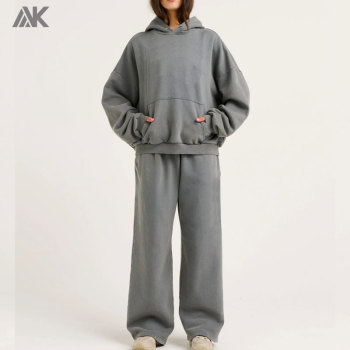 Custom  Fleece Hoodie And Wide Leg Sweatpant New Women's Sweatsuits-Aktik