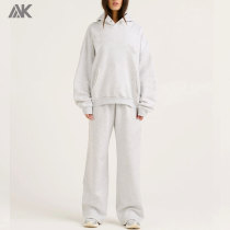 Custom  Fleece Hoodie And Wide Leg Sweatpant New Women's Sweatsuits-Aktik