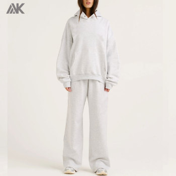 Custom  Fleece Hoodie And Wide Leg Sweatpant New Women's Sweatsuits-Aktik