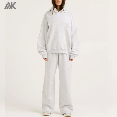 Custom  Fleece Hoodie And Wide Leg Sweatpant New Women's Sweatsuits-Aktik