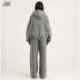 Custom Fleece Zip-Up Hoodie And Wide Leg Sweatpant New Women's Tracksuits-Aktik