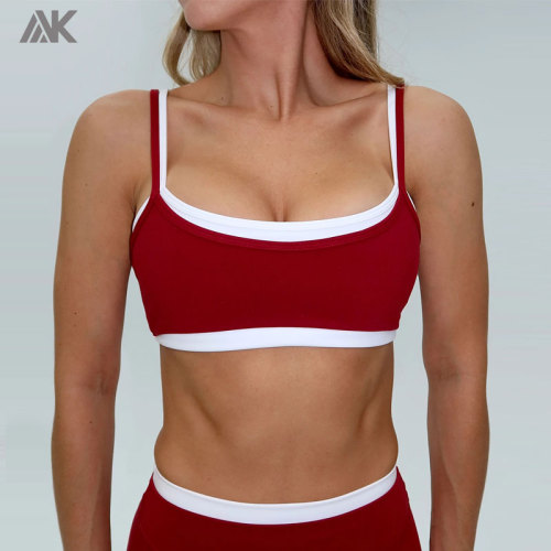 Custom Double Layer Contrast Women's Sports Bra  Multi-Color Scoop Gym Bras -Aktik