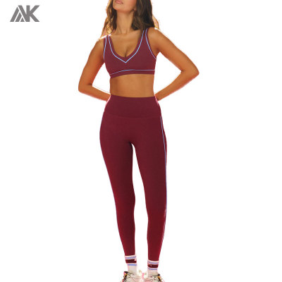 Custom  Moisture Wicking Contrast Piping Bordering Women Sports Sets-Aktik
