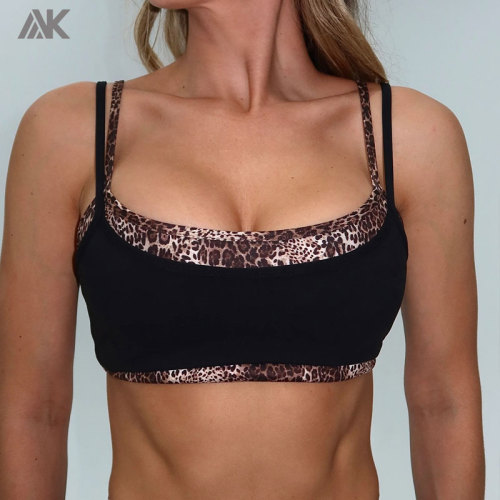Custom Double Layer Sporty Scoop Sports Bra Matte Women's Gym Bras-Aktik