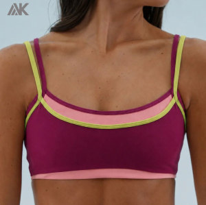 Custom Double Layer Sporty Scoop Sports Bra  Matte Women's Gym Bras-Aktik