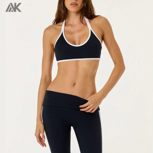 Custom Invisible Scrunch Fold Over Stripe Flare Leggings Women's Sports Sets-Aktik