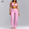 Custom Women's Straight Leg Pants And Minimal Halter Neck Bralette Active Sets -Aktik