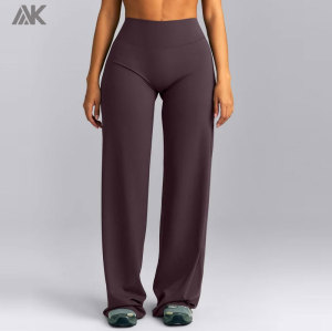 Custom Women's Straight Leg Pants And Minimal Halter Neck Bralette Active Sets -Aktik