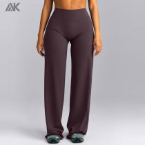 Custom Women's Straight Leg Pants And Minimal Halter Neck Bralette Active Sets -Aktik