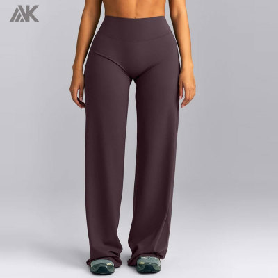 Custom Women's Straight Leg Pants And Minimal Halter Neck Bralette Active Sets -Aktik