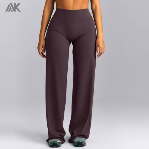 Custom Women's Straight Leg Pants And Minimal Halter Neck Bralette Active Sets -Aktik