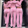 Cutsom Velour Women's Hoodie Sets Mid Relaxed Woman Track Pants-Aktik