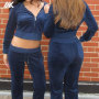 Cutsom Velour Women's Hoodie Sets Mid Relaxed Woman Track Pants-Aktik