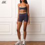 Custom Uniform Crossback Scoop Bra & Control Shorts Women's Gym Sets-Aktik
