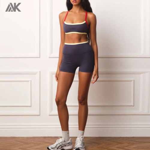 Custom Uniform Crossback Scoop Bra & Control Shorts Women's Gym Sets-Aktik