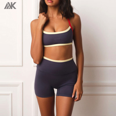 Custom Uniform Crossback Scoop Bra &  Control Shorts Women's Gym Sets-Aktik
