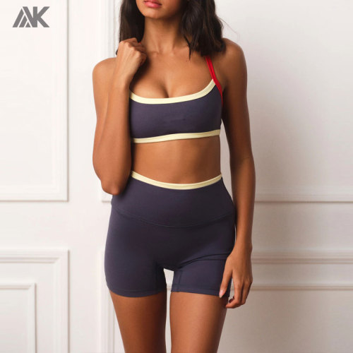 Custom Uniform Crossback Scoop Bra & Control Shorts Women's Gym Sets-Aktik