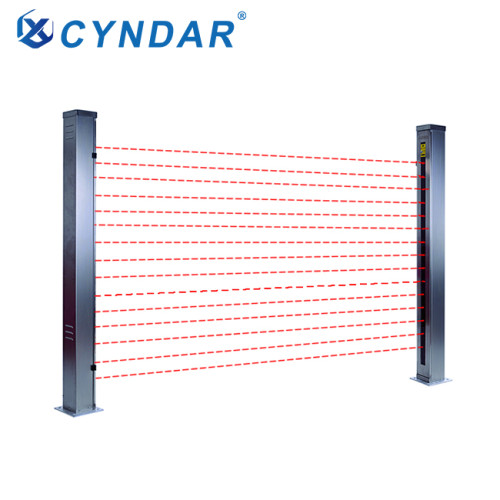 Safety light curtain with protective cover for detecting and measuring vehicle separation