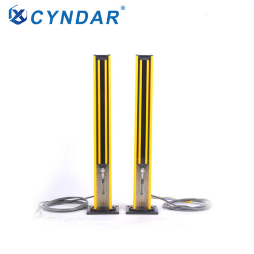 Multi sided safety light curtain mirror column with protective field of view height mirror