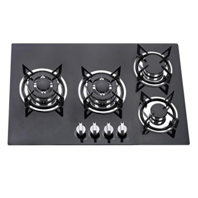 ALK-4508 Fashion Black Tempered Glass Built-in Gas Hob Gas Stove with 4 Burner 60cm