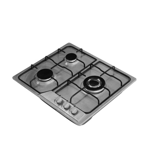 Easy Clean Silver Stainless Steel Built in Gas Hob with 3 Burner