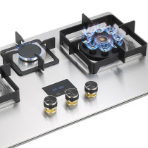 Silver Built in Gas Hob Made in China with Stainless Steel Cooktop with 3 Burner 75cm manufacturer