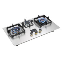75cm Silver Built-in Gas Hob with 3 Burners - Stainless Steel