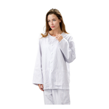 Unisex Patient Dressing Gowns | Plaid Stripe Long Sleeve Patient Gowns Washable | Cotton Patient Gowns Custom