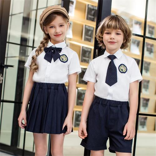 Short Sleeve School Uniforms | Shirts With Striped Pleated Skirt And Shorts Sets | High Quality School For Student