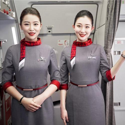 Flight Attendant Uniforms Female | Round Neck 3/4-Sleeve Flight Attendant Fancy Dresses | Custom Flight Attendant Dresses