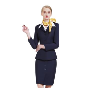 Black Airline Uniforms | Air Crew Tops With Skirts Sets | Professional Aviation Garment Customization Factory