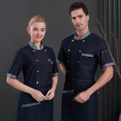Unisex Catering Uniforms | Short Sleeve Denim Jackets Work Catering Uniforms | Quality Catering Uniforms Wholesale