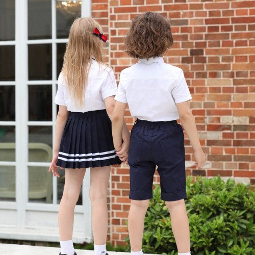 定制男孩和女孩白衬衫小学中学学前班制服设计为孩子们