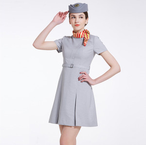 Women's Airline Attendant Uniforms | Short Sleeve Airline Fancy Dresses | Fashion Airline Uniforms Dresses Custom