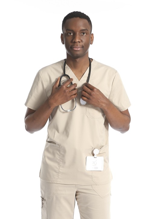 Men's Scrub Uniform Sets | 7 Pockets V-neck Short Sleeve Scrub Tops&Loose Scrub Pants | Wholesale Medical Uniforms Scrubs