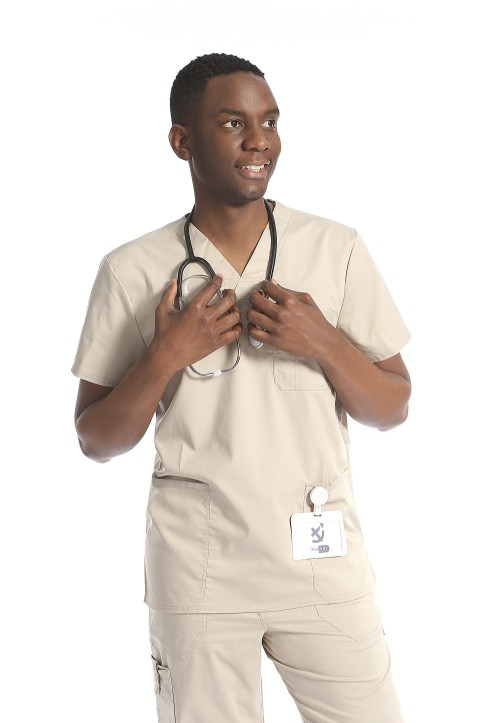 Men's Scrub Uniform Sets | 7 Pockets V-neck Short Sleeve Scrub Tops&Loose Scrub Pants | Wholesale Medical Uniforms Scrubs