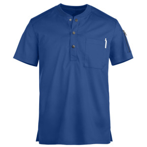 Scrub Tops For Men | Short Sleeve 2-Pocket Button Henley Scrub Tops Elastic | Custom Design Scrub Tops Affordable