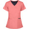 Women's Scrub Tops With Pockets | Stylish 3-Pocket Mock Wrap Scrub Tops Stretch | Medical Scrub Tops Wholesale Affordable
