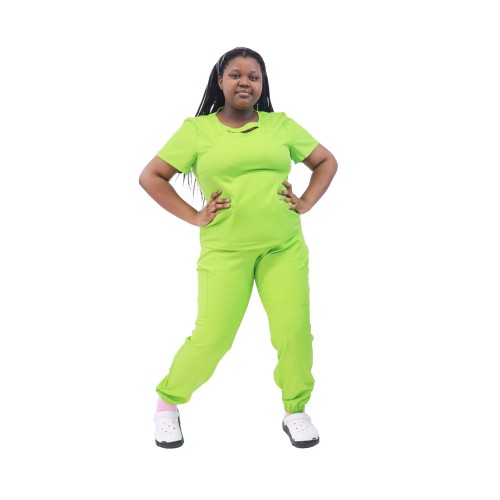 Uniformes médicos elásticos de talla grande | Pantalón médico de talla grande de manga corta a la moda para mujer | Proveedor mayorista de uniformes de fregado