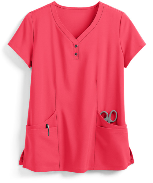 Stylish Scrub Tops For Women | Solid Color 4-Pocket Henley Scrub Tops Cotton Quality | Medical Scrub Tops Wholesale