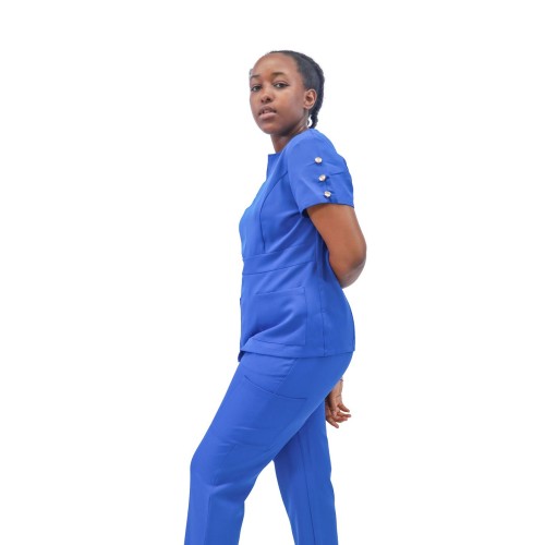 Uniformes médicos para mujeres al por mayor | Uniformes médicos elásticos de manga corta de 4 vías para enfermeras | Exfoliantes médicos personalizados