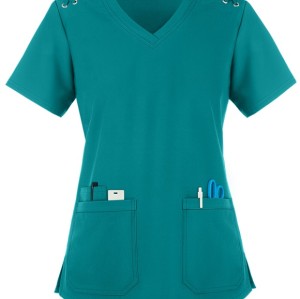 Women's Scrub Tops Elastic | 3-Pocket Lace Up Grommet Scrub Tops Cotton | Quality Scrub Tops In Bulk Affordable