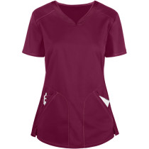 Scrub Tops Womens | Solid Color 2-Pocket Shaped Stretch Mesh Scrub Tops | Custom Scrub Tops In Bulk