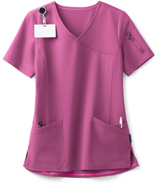 Women's Stylish Scrub Tops Stretch | 5-Pocket Faux Wrap Scrub Tops Nursing | Medical Scrub Tops Wholesale