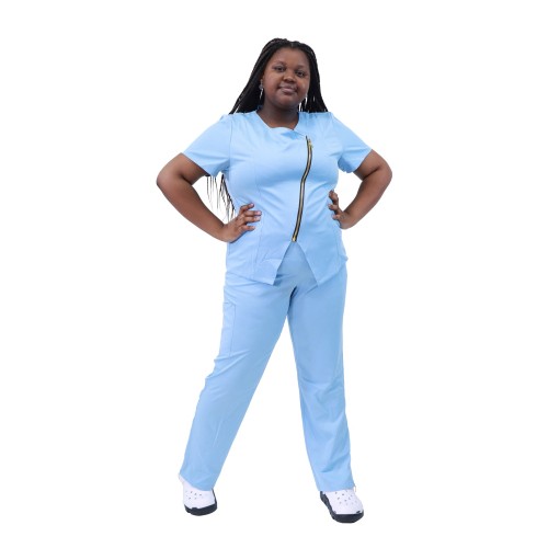 Scrub Uniformes hospitalarios para mujeres | Blusas médicas y pantalones elásticos de manga corta con cremallera | Fabricante de uniformes médicos