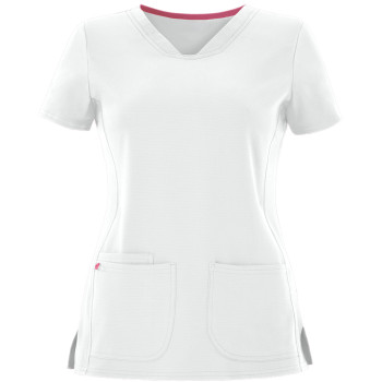Women's Scrub Tops Cotton | Solid Color Short Sleeve 3-Pocket V-Neck Scrub Tops | Wholesale Scrub Tops Stretch