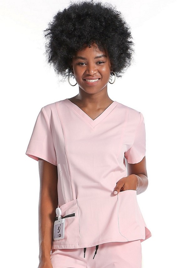 Scrub Uniforms With Pocket | Simple Style Scrubs | Pink Scrubs With Pockets | Scrubs Uniform Customization