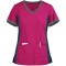 Women's Scrub Tops | 4-Pocket Color Block V-Neck Scrub Tops Stretch | Wholesale Scrub Tops With Logo Affordable